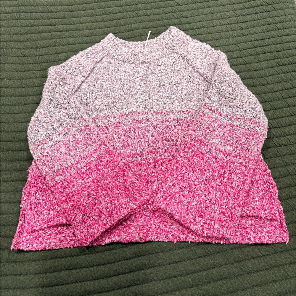 Free People BFF Cocoon Dip Dye Sweater Pink Ombre Size XS Popcorn Purple Grey